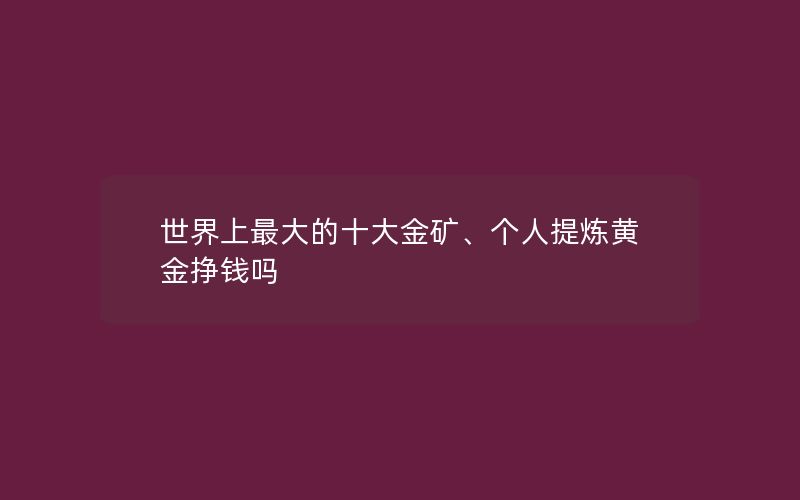 世界上最大的十大金矿、个人提炼黄金挣钱吗