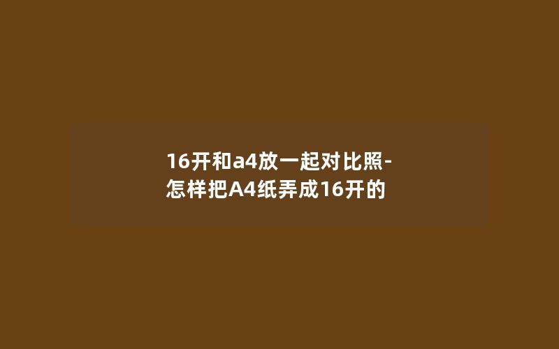 16开和a4放一起对比照-怎样把A4纸弄成16开的