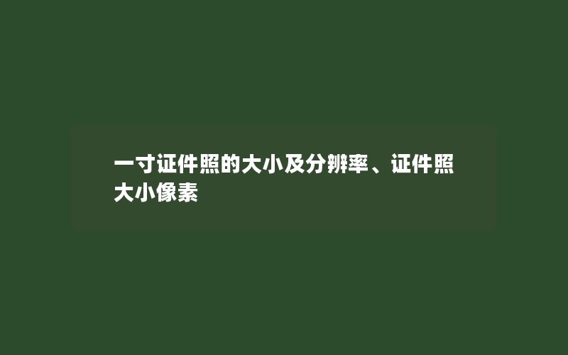 一寸证件照的大小及分辨率、证件照大小像素