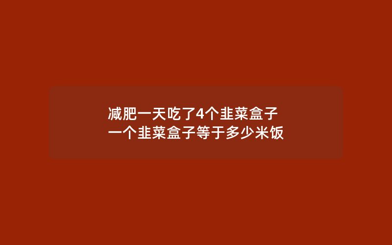 减肥一天吃了4个韭菜盒子 一个韭菜盒子等于多少米饭