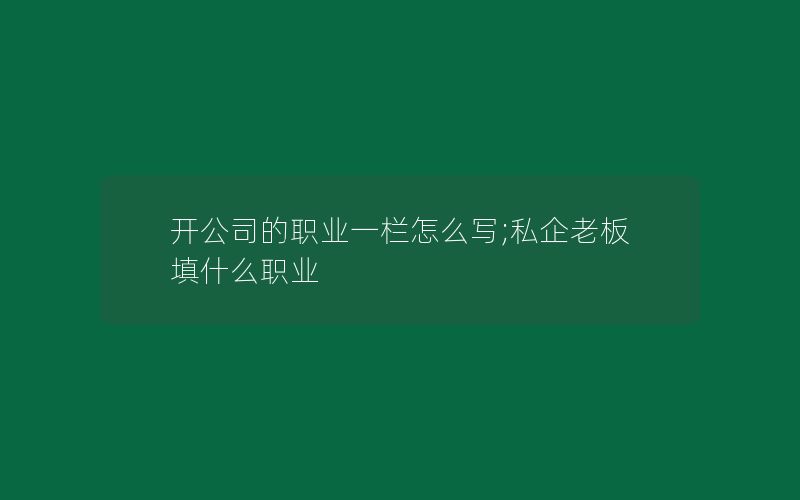 开公司的职业一栏怎么写;私企老板填什么职业