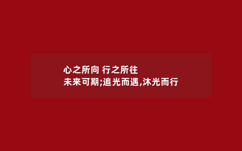 心之所向 行之所往 未来可期;追光而遇,沐光而行