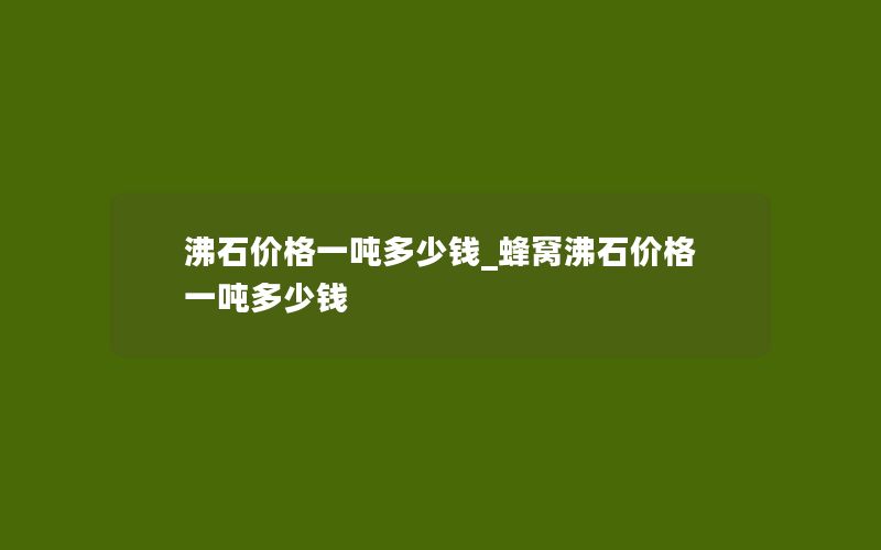 沸石价格一吨多少钱_蜂窝沸石价格一吨多少钱