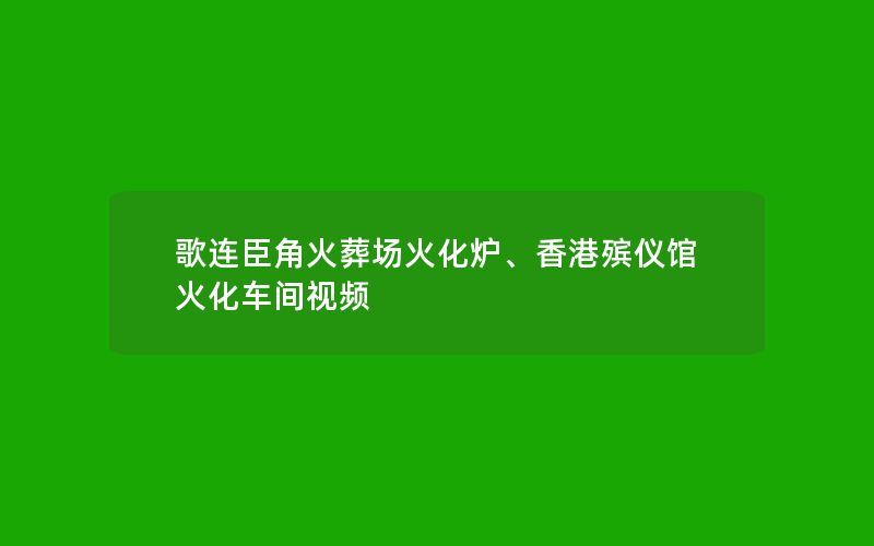 歌连臣角火葬场火化炉、香港殡仪馆火化车间视频