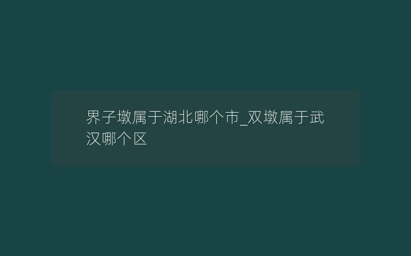 界子墩属于湖北哪个市_双墩属于武汉哪个区