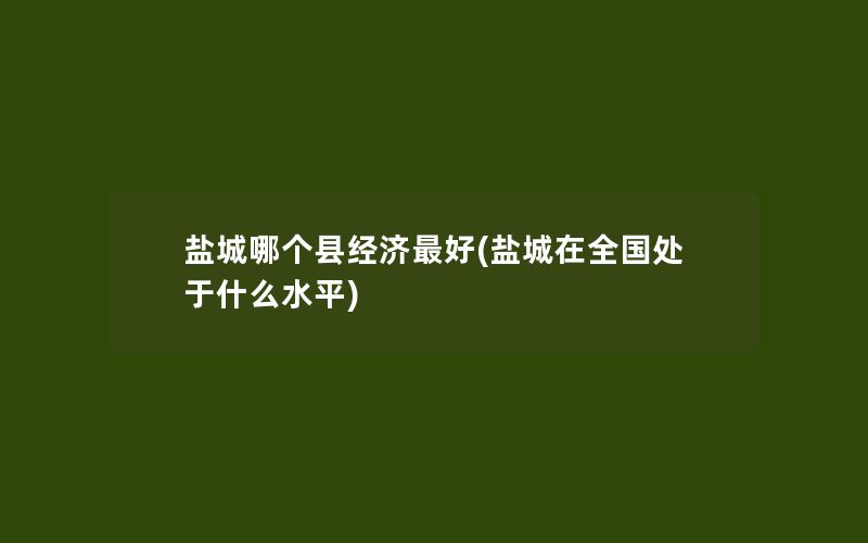 盐城哪个县经济最好(盐城在全国处于什么水平)