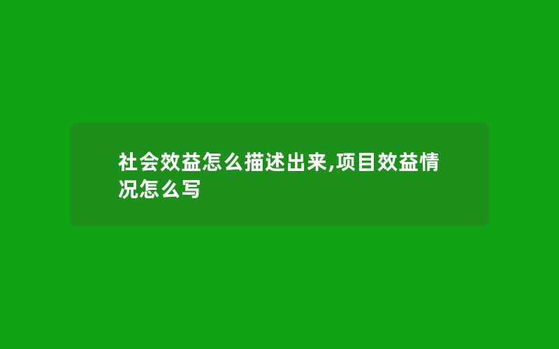 社会效益怎么描述出来,项目效益情况怎么写