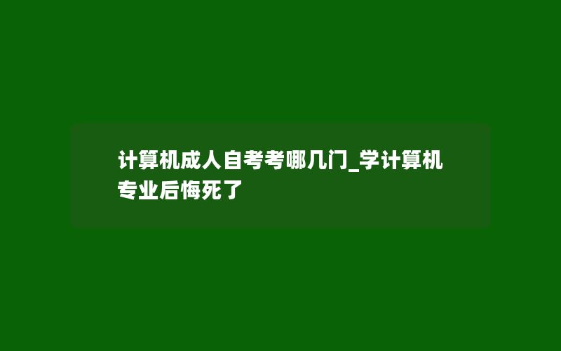 计算机成人自考考哪几门_学计算机专业后悔死了