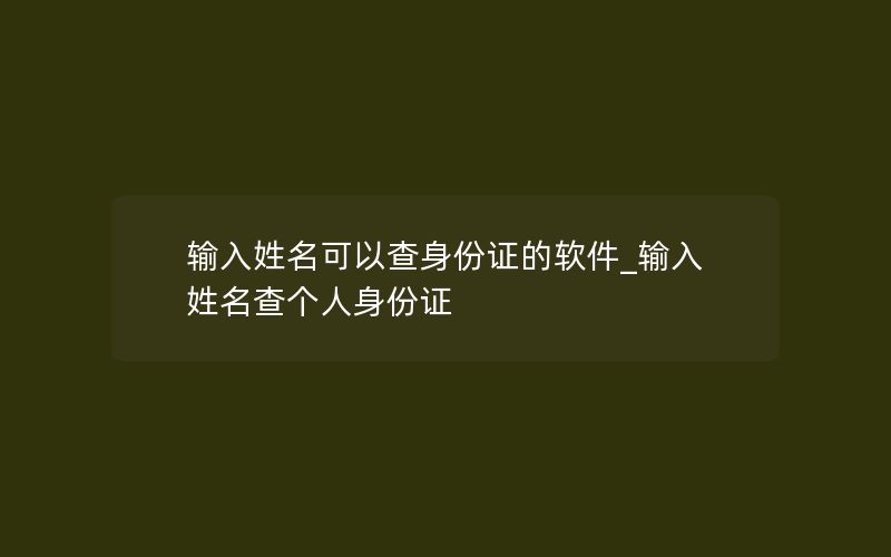 输入姓名可以查身份证的软件_输入姓名查个人身份证