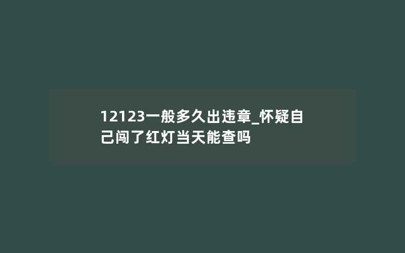 12123一般多久出违章_怀疑自己闯了红灯当天能查吗