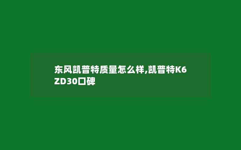 东风凯普特质量怎么样,凯普特K6ZD30口碑