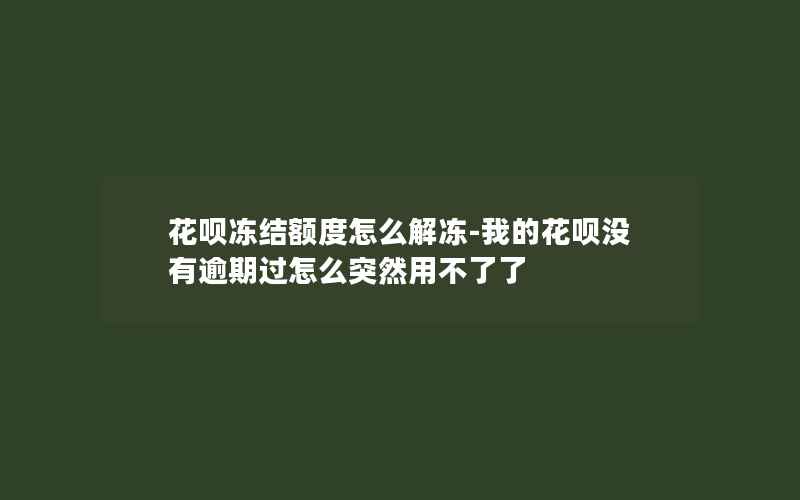 花呗冻结额度怎么解冻-我的花呗没有逾期过怎么突然用不了了