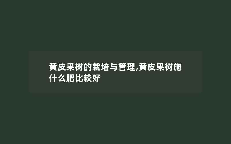 黄皮果树的栽培与管理,黄皮果树施什么肥比较好