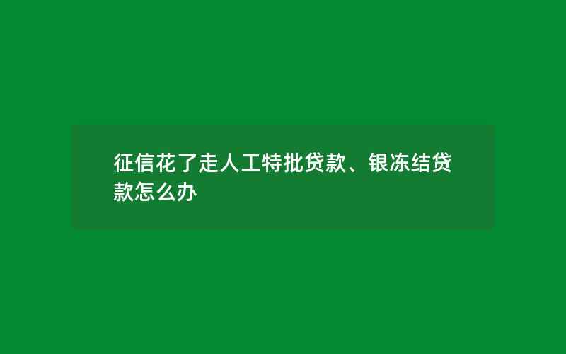 征信花了走人工特批贷款、银冻结贷款怎么办