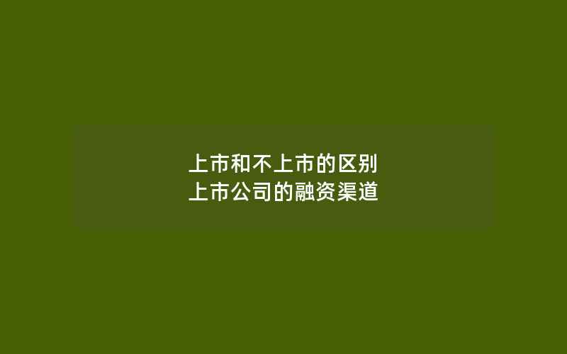 上市和不上市的区别 上市公司的融资渠道