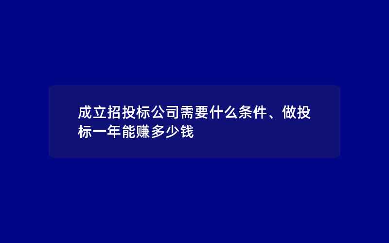 成立招投标公司需要什么条件、做投标一年能赚多少钱