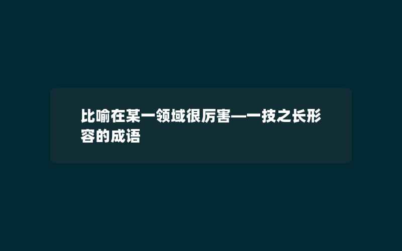 比喻在某一领域很厉害—一技之长形容的成语