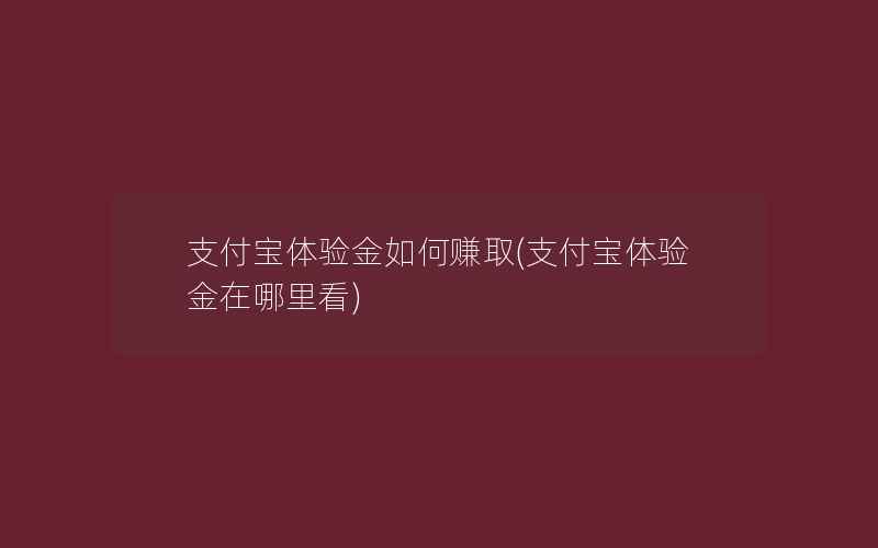 支付宝体验金如何赚取(支付宝体验金在哪里看)