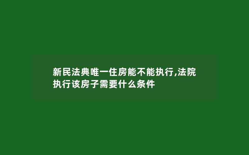 新民法典唯一住房能不能执行,法院执行该房子需要什么条件