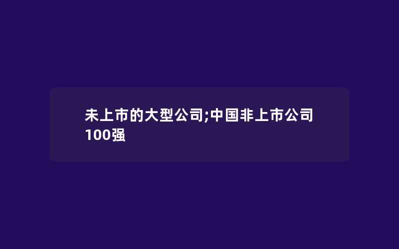 未上市的大型公司;中国非上市公司100强