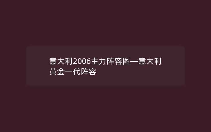 意大利2006主力阵容图—意大利黄金一代阵容