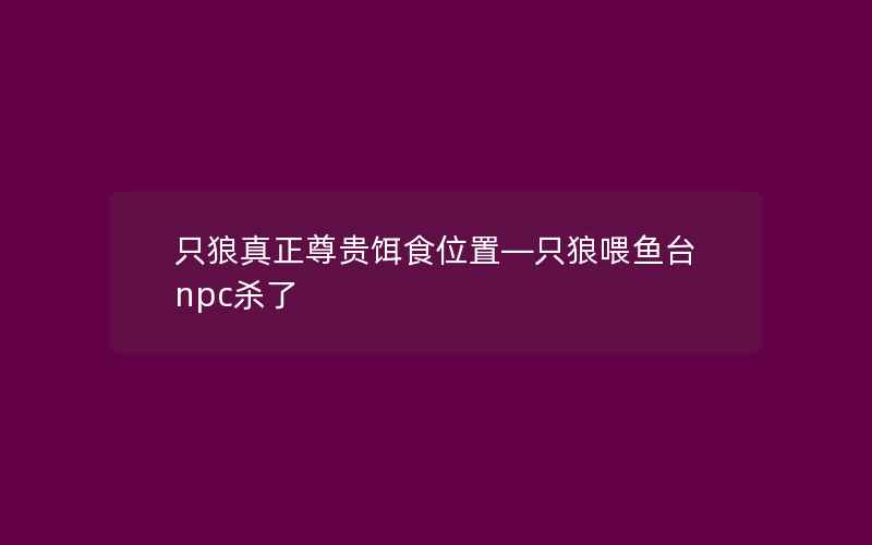 只狼真正尊贵饵食位置—只狼喂鱼台npc杀了