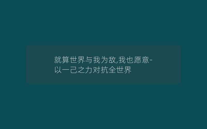 就算世界与我为敌,我也愿意-以一己之力对抗全世界