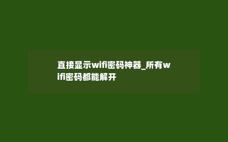 直接显示wifi密码神器_所有wifi密码都能解开