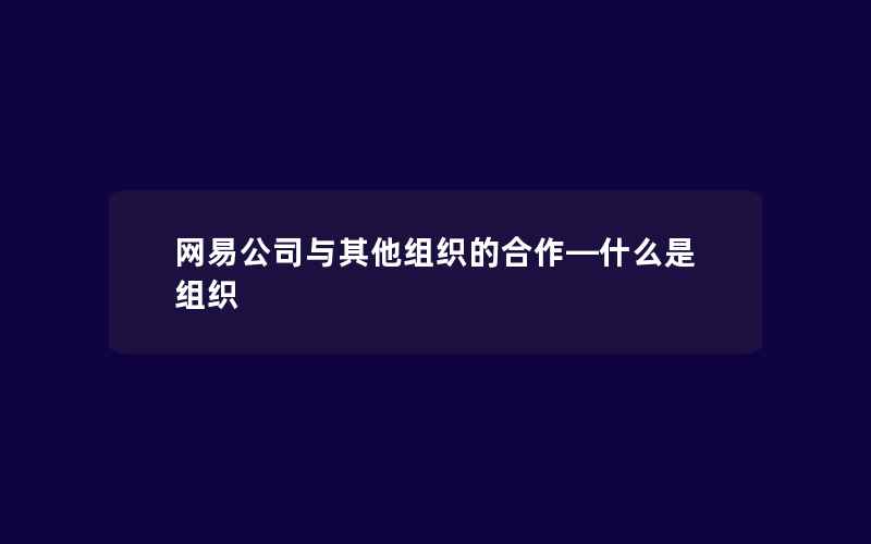 网易公司与其他组织的合作—什么是组织