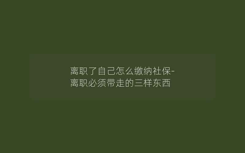 离职了自己怎么缴纳社保-离职必须带走的三样东西