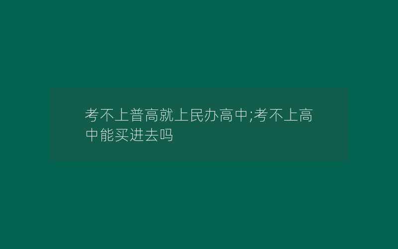 考不上普高就上民办高中;考不上高中能买进去吗