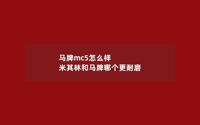 马牌mc5怎么样 米其林和马牌哪个更耐磨