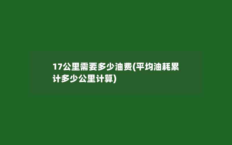 17公里需要多少油费(平均油耗累计多少公里计算)