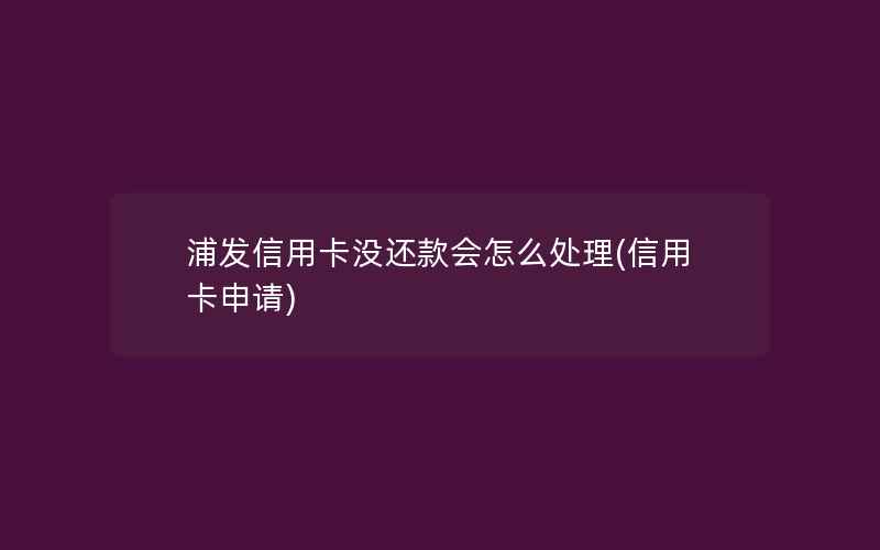 浦发信用卡没还款会怎么处理(信用卡申请)