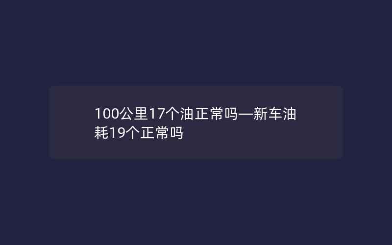 100公里17个油正常吗—新车油耗19个正常吗