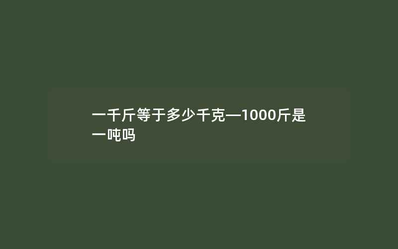 一千斤等于多少千克—1000斤是一吨吗