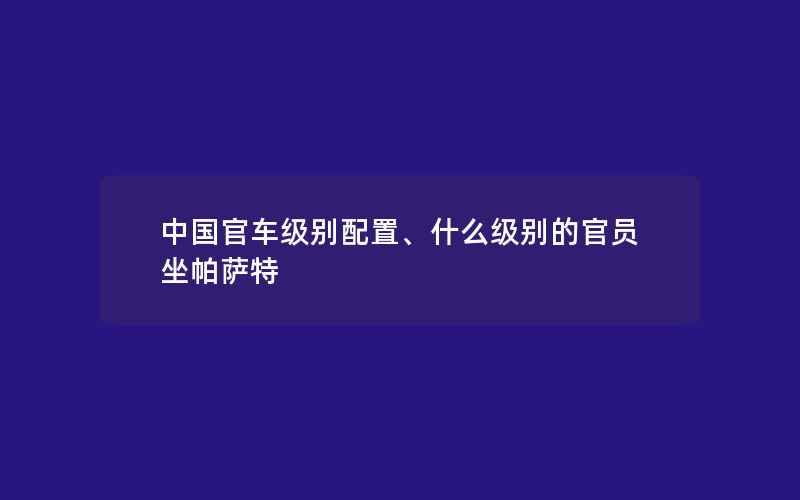 中国官车级别配置、什么级别的官员坐帕萨特