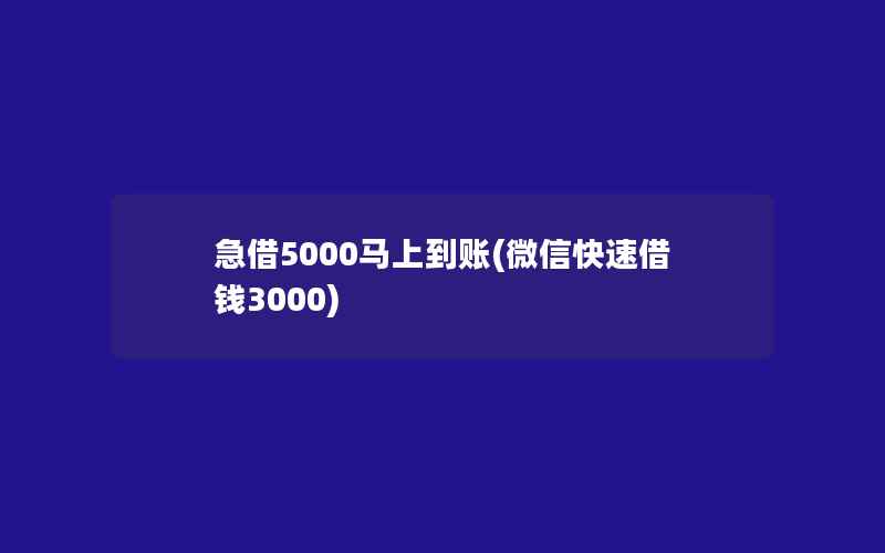 急借5000马上到账(微信快速借钱3000)