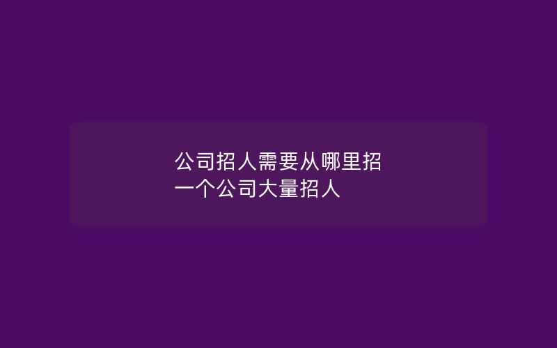 公司招人需要从哪里招 一个公司大量招人