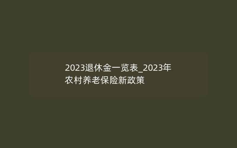 2023退休金一览表_2023年农村养老保险新政策