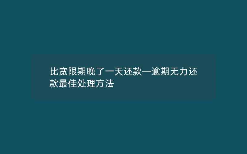 比宽限期晚了一天还款—逾期无力还款最佳处理方法