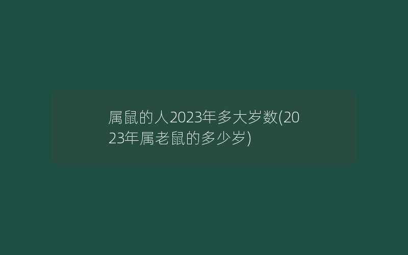 属鼠的人2023年多大岁数(2023年属老鼠的多少岁)