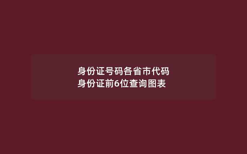 身份证号码各省市代码 身份证前6位查询图表