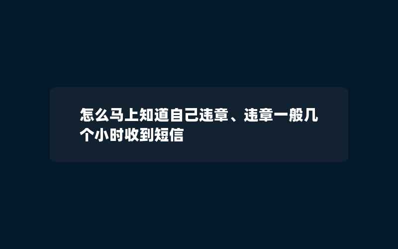 怎么马上知道自己违章、违章一般几个小时收到短信