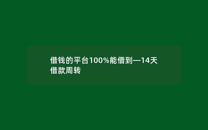 借钱的平台100%能借到—14天借款周转