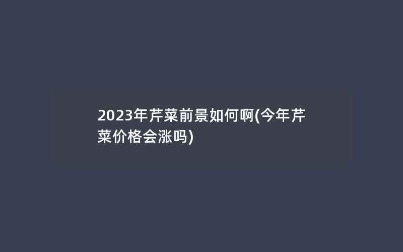 2023年芹菜前景如何啊(今年芹菜价格会涨吗)