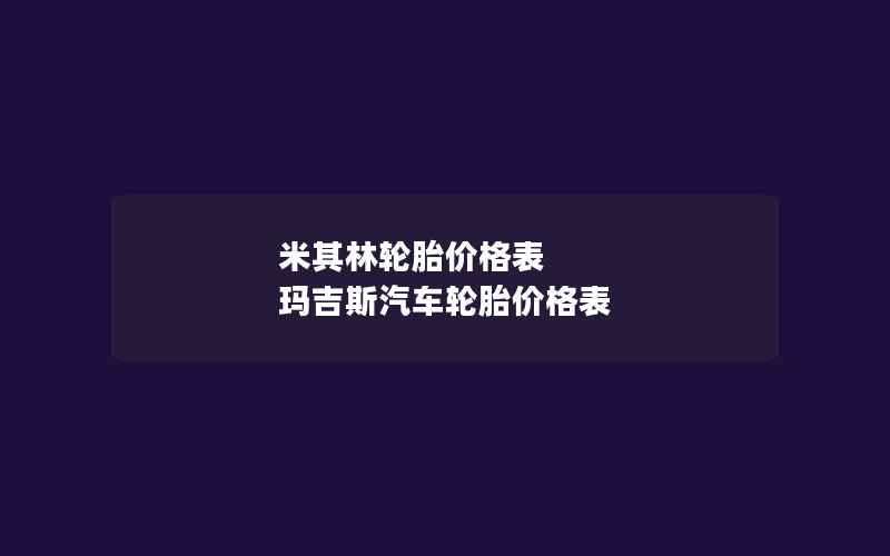 米其林轮胎价格表 玛吉斯汽车轮胎价格表