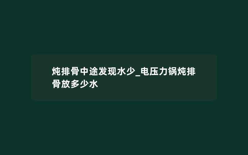 炖排骨中途发现水少_电压力锅炖排骨放多少水