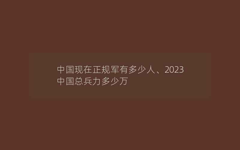 中国现在正规军有多少人、2023中国总兵力多少万