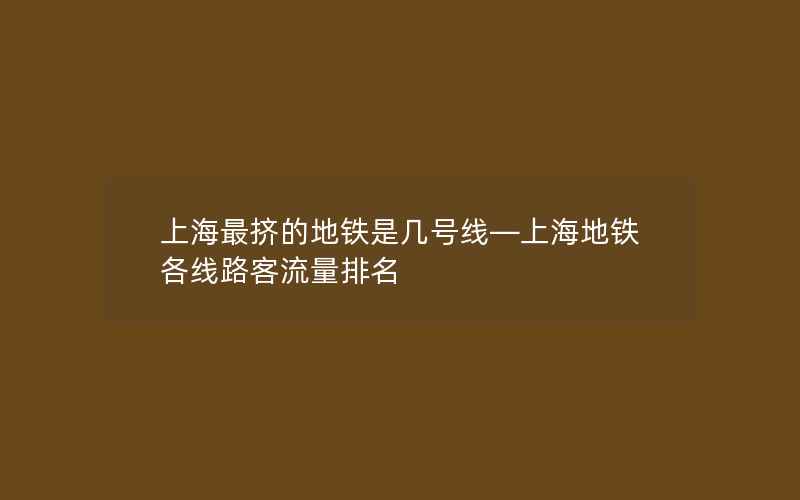 上海最挤的地铁是几号线—上海地铁各线路客流量排名